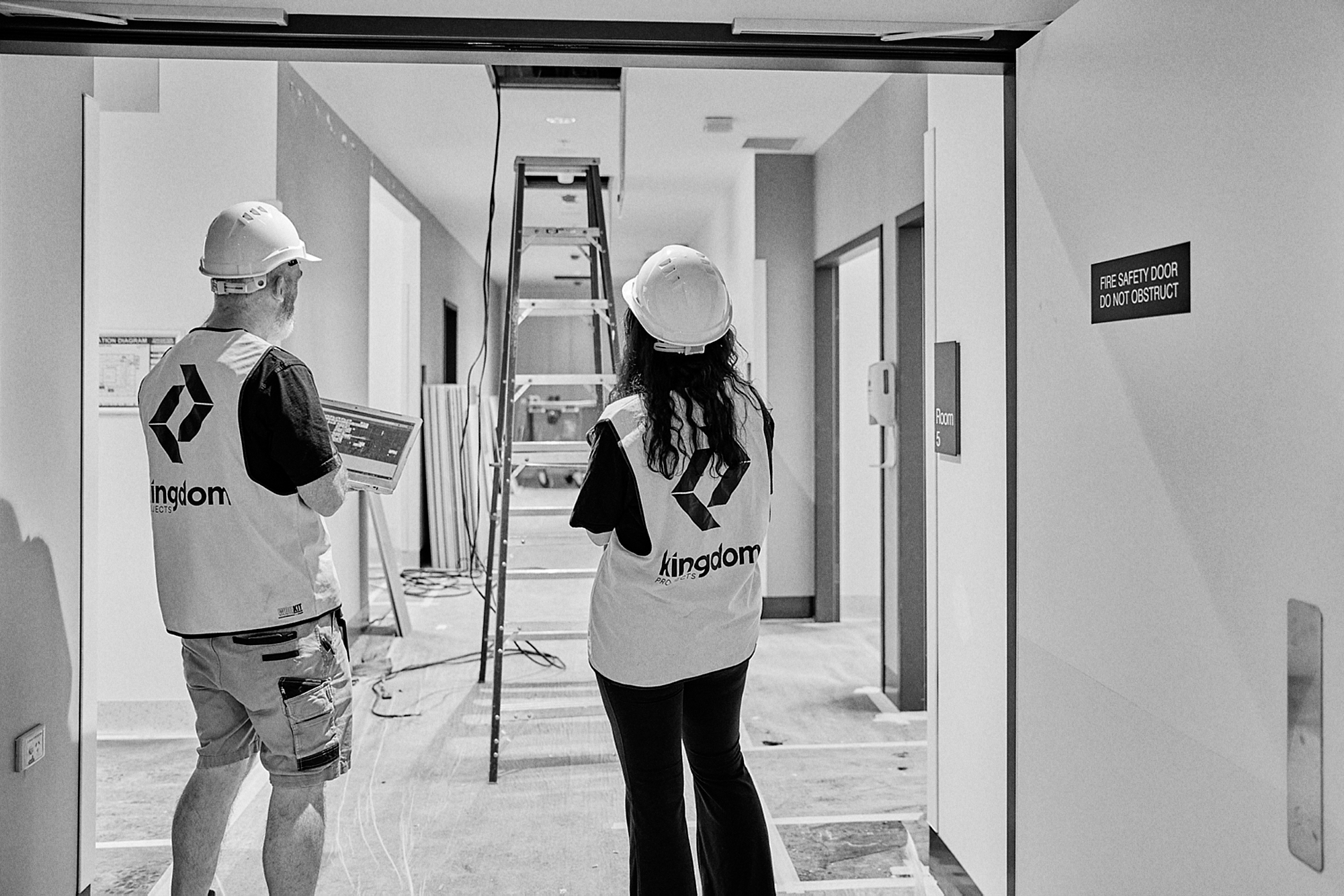 Site manager inspection hospital fitout Sunshine Private Hospital construction quality check healthcare project Melbourne Victoria Australia Kingdom Projects