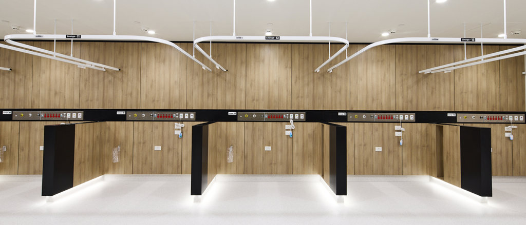 Cath lab recovery room Kingdom Projects cardiac catheterisation recovery area post procedure monitoring healthcare construction Melbourne Victoria Australia